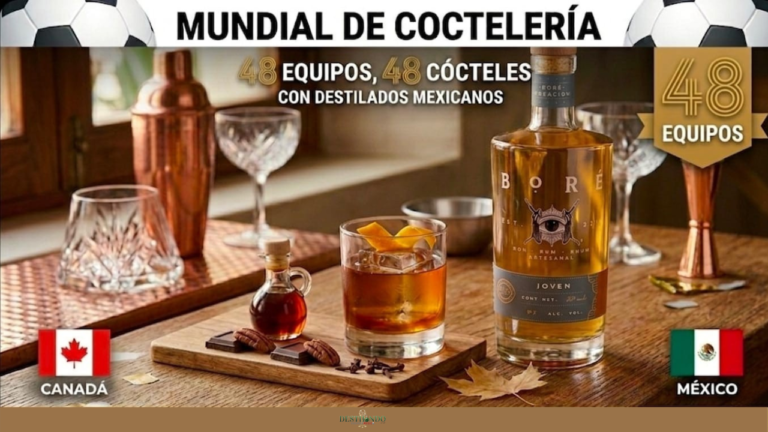 Cóctel Maple Old Fashioned en vaso rocks con hielo cristalino y naranja, junto a una botella de Ron Boré Joven de Tapachula.